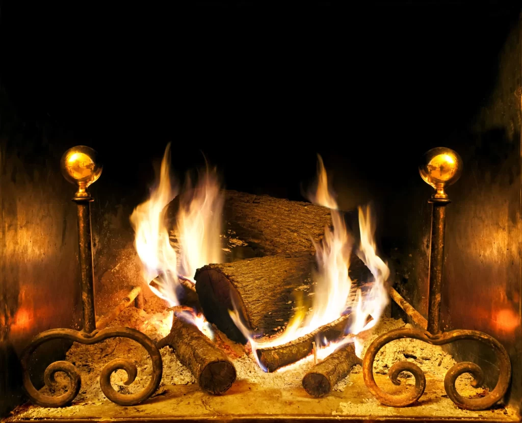 Cozy wood-burning fireplace in a remodeled living room in Contra Costa County